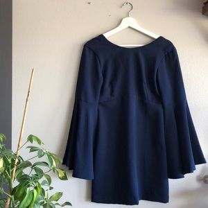 Zara Trafaluc Navy Bell Sleeve Dress